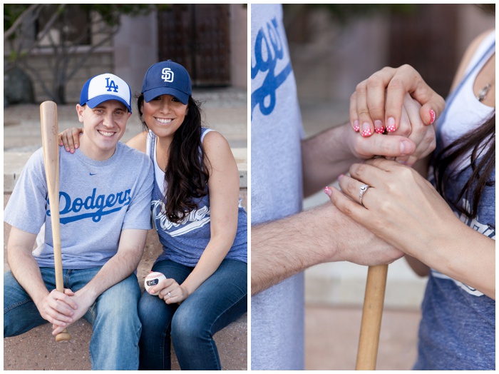 NEMA_Photography_San_Diego_Padres_theme_LA_dodgers_theme_engagement_USD_college_Campus